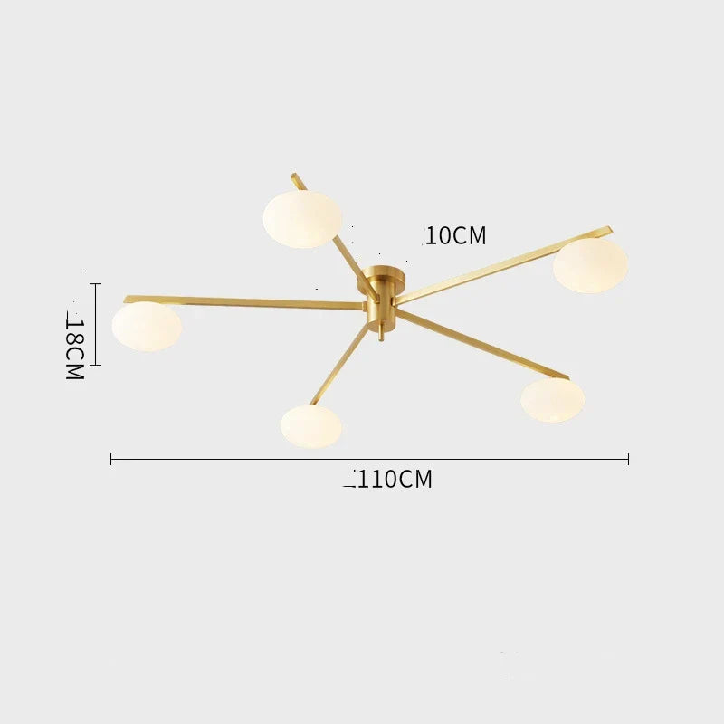 Brass Glass Ceiling Lamp, G9 Bulb Suspension Light for Bedroom, Living Room