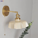 Yellow Glass LED Wall Light Fixture Modern Bedside Lamp Rotation Hallway Aisle