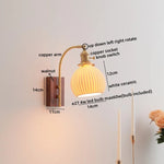 Ceramic Walnut LED Wall Lights Modern Bedside Lamp - Knob Switch
