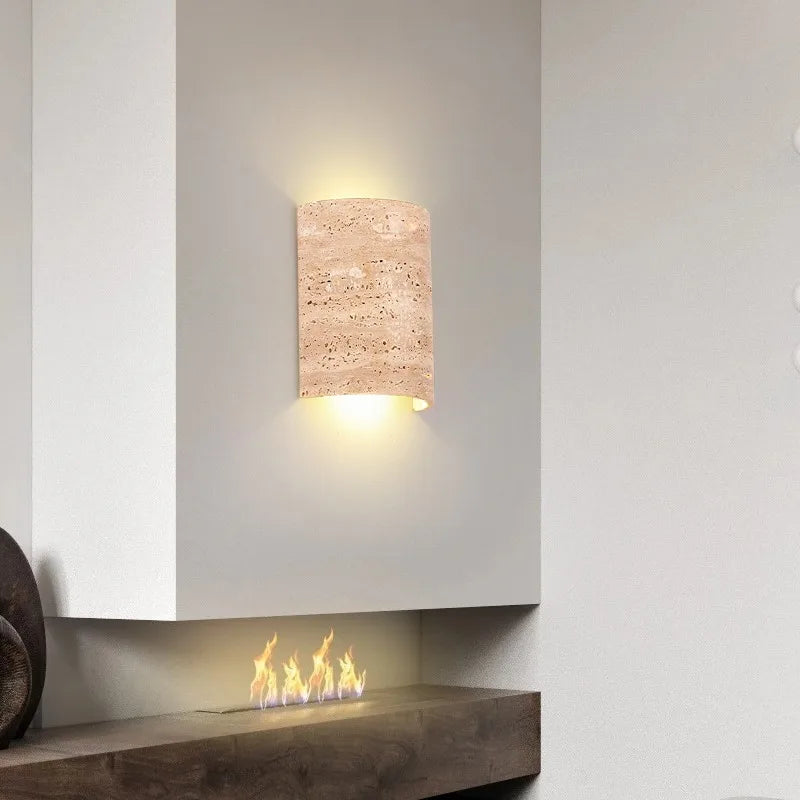Yellow Travertine LED Wall Light Sconces for Living Room Home Decor