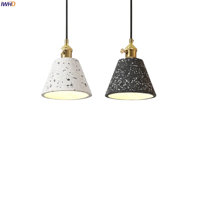 Afralia™ Terrazzo Copper LED Pendant Lamps for Kitchen Loft Bar Living Room