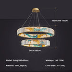 Circle Steel LED Pendant Chandelier, Modern Dimmable Lighting for Living Room Home Decor