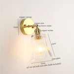 Afralia™ Striped Glass LED Wall Sconce Copper Arm Vintage Lampara Pared