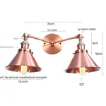 Afralia™ Industrial Vintage LED Wall Light Iron Gold 2 Heads Simple Lamparas De Pared.