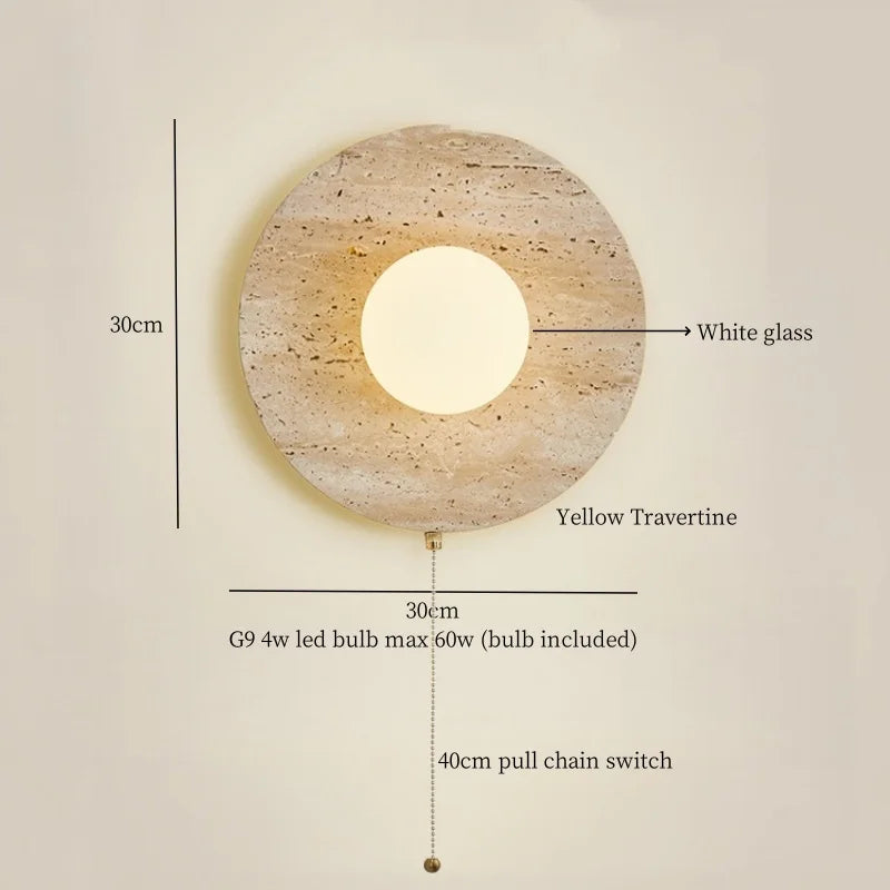 Afralia™ Nordic LED Wall Lamp Wood Yellow Travertine Mirror Light