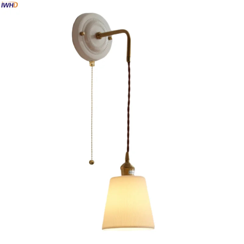 Afralia™ Adjustable LED Wall Sconce Lamp Stripe Ceramic Copper Mirror Bedside