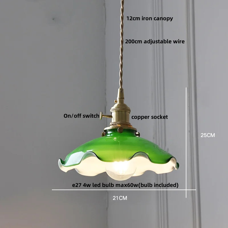 Glass LED Pendant Light Fixture Knob Switch Nordic Modern Hanging Lamp