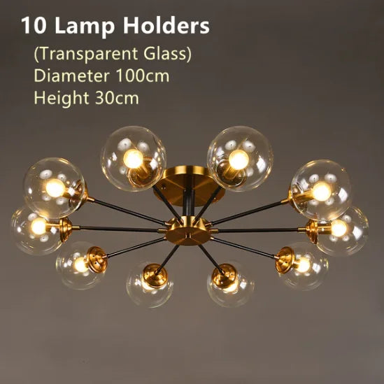 Glass Ball Chandeliers: Scandinavian LED Ceiling Lamps for Living Room & Bedroom
