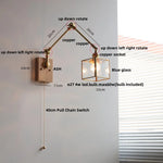 LED Wall Lamp Rotatable Glass Walnut Swing Arms Hallway Stair Light