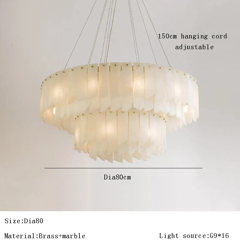 Marble Pendant Chandelier: Spanish Natural Marble Ceiling Lighting for Living Room