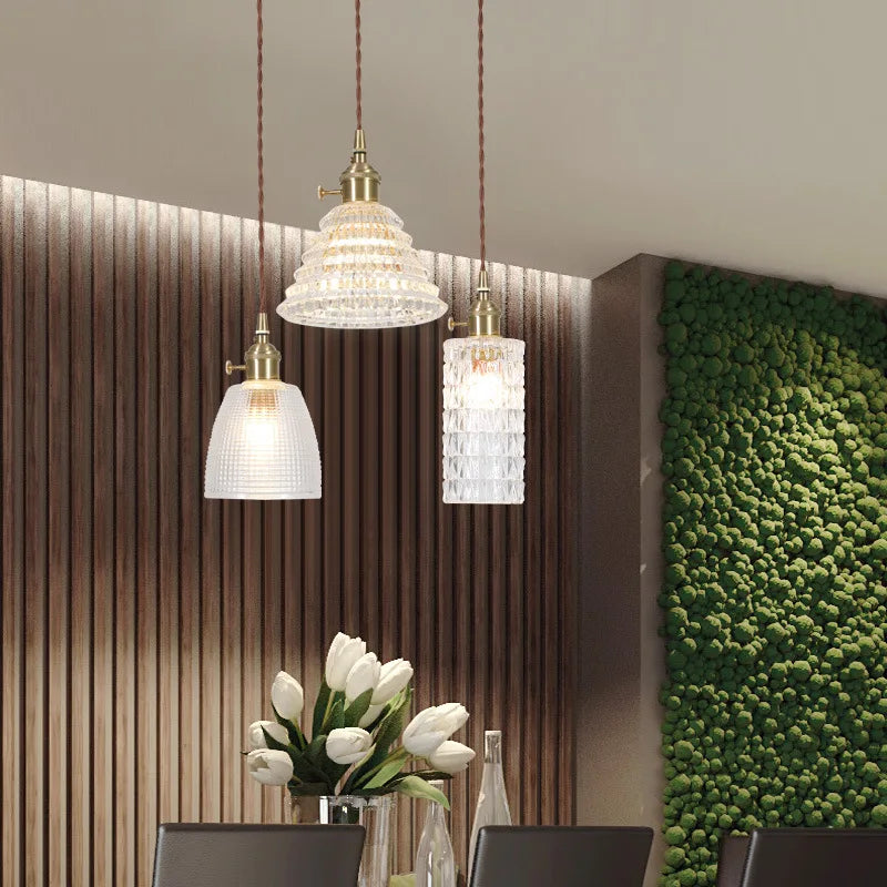 Petal Glass Copper LED Pendant Light- Modern Nordic Design