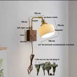 Ceramic LED Wall Sconce with Walnut Wood Pull Chain Switch - Nordic Style