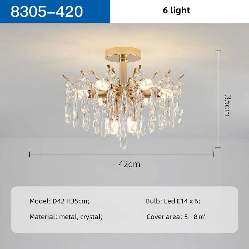 Afralia™ K9 Crystal Gold Chandelier Ceiling Light | Bedroom Home Decor LED Ceiling Lamp
