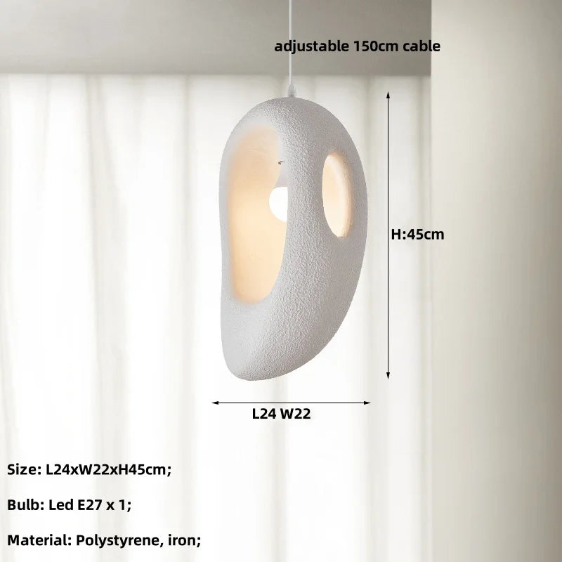 White Wabi Sabi E27 LED Pendant Chandelier for Home Decor & Bar, Nordic Design