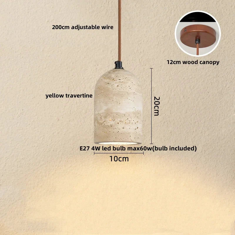 Yellow Travertine LED Pendant Lamp - Modern Nordic Home Decor