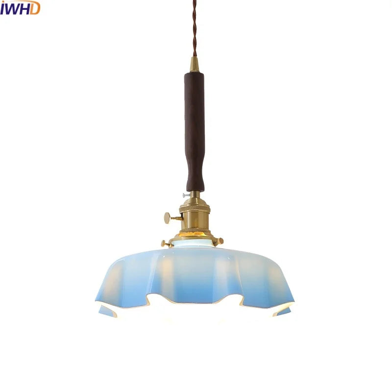 Blue Glass LED Pendant Lamp for Dining Living Room Bedroom