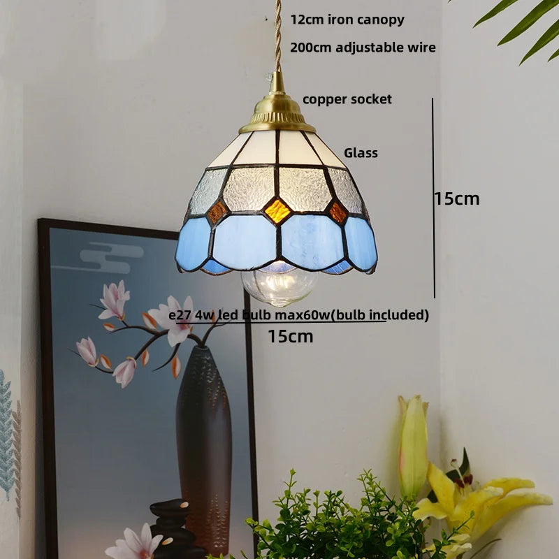 Afralia™ Blue Glass LED Pendant Lamp: Nordic Modern Hanging Light.