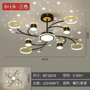 Nordic Starry Sky Dimmable LED Ceiling Chandelier for Home Decor Lighting