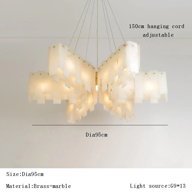 Marble Pendant Chandelier: Spanish Natural Marble Ceiling Lighting for Living Room