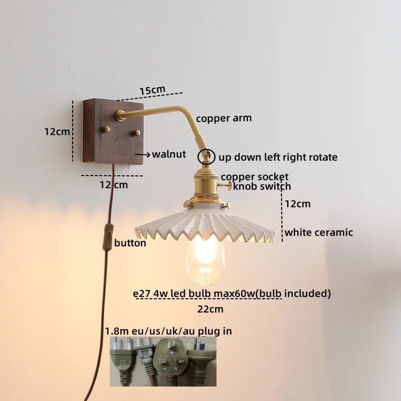 Amber Glass LED Wall Lamp for Modern Nordic Home Decor