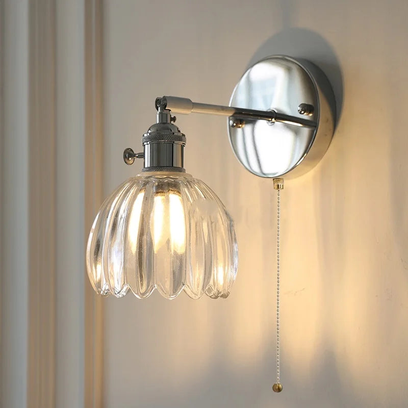 Clear Glass Iron Wall Lamp - Dual Light Up Down Rotate for Home Décor