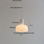White Glass LED Pendant Lamp Copper Adjustable Hanging Light