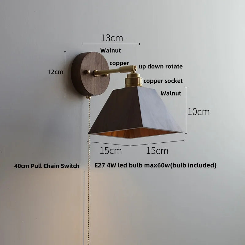Wood Wall Sconce Up Down Rotate Stair Light Fixture - Nordic Modern Style
