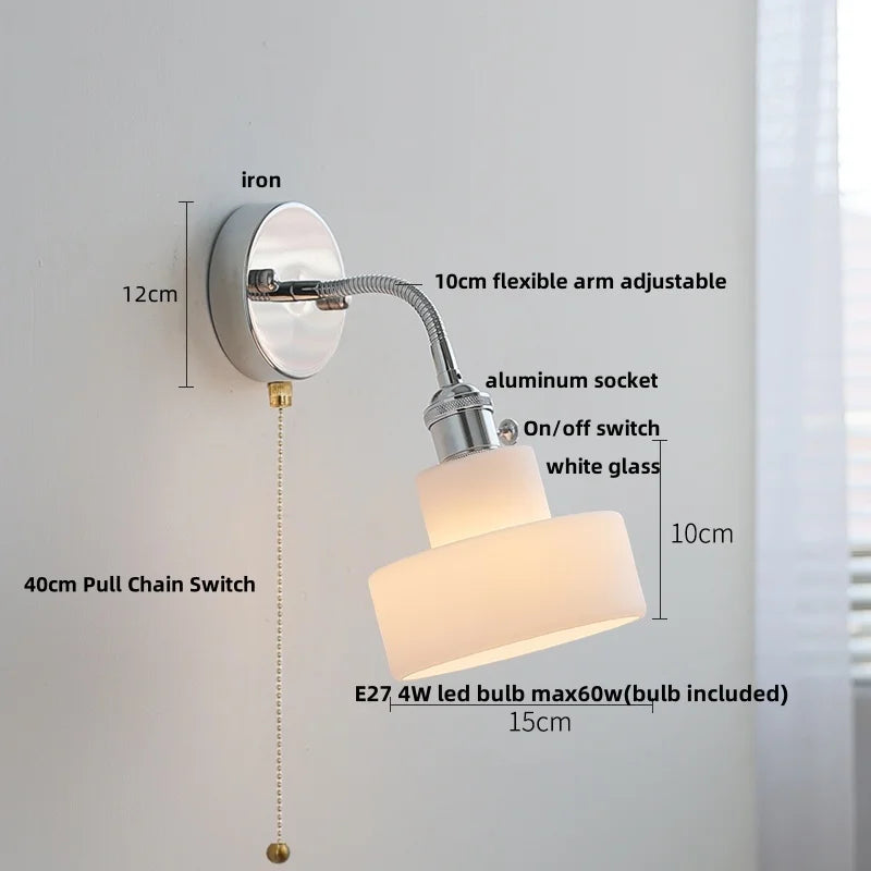 White Ceramic LED Wall Lights Adjustable Modern Bedside Lamp
