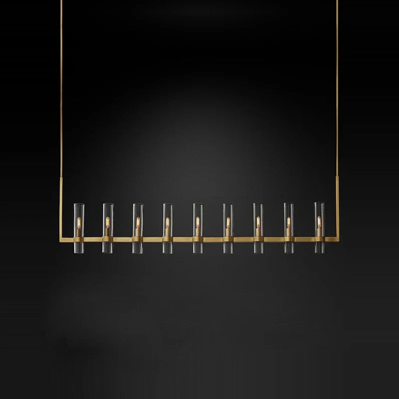 Modern Copper Glass Black Gold Round Chandelier LED Lighting Fixture