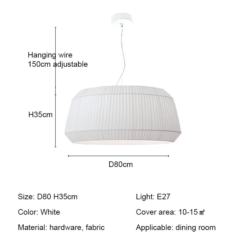 Pleated Fabric LED Pendant Lights - Minimalist Nordic Chandelier for Living Room