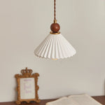 Ceramic Wood LED Pendant Lamp for Home Decor, Hanging Light Fixture