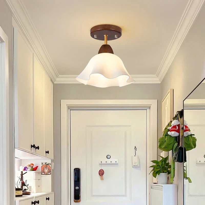 White Glass LED Ceiling Light - Modern Nordic Style Home Decor