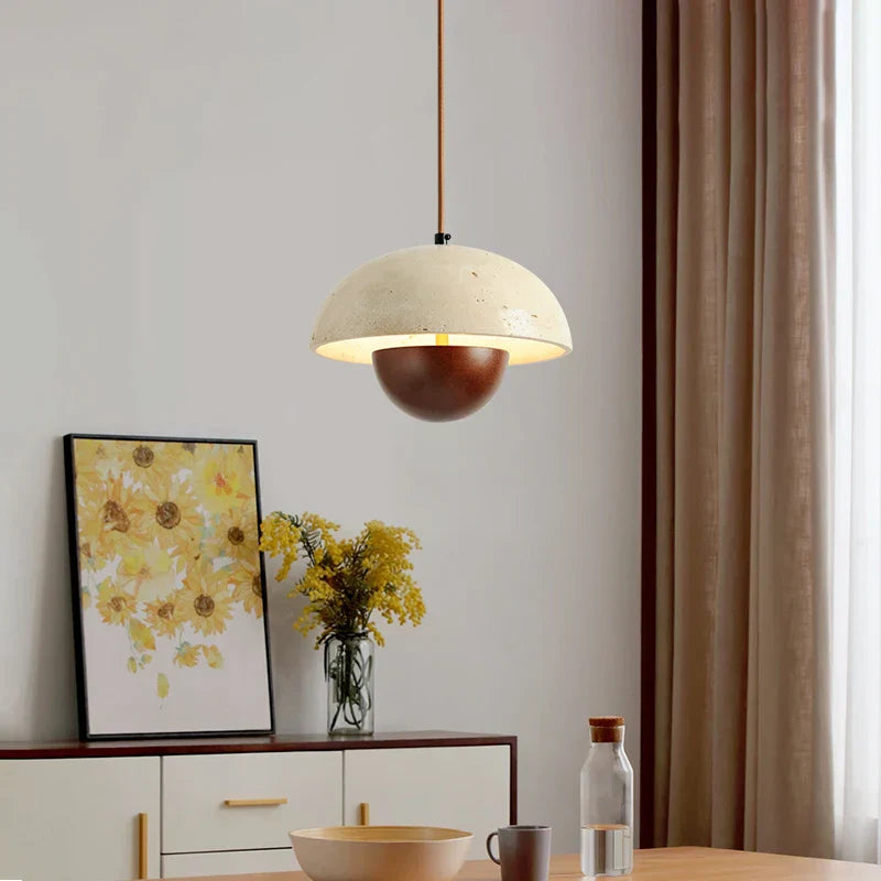 Wabi Sabi Cement LED Pendant Lamps: Minimalist Nordic Hanging Light for Bedroom, Living, Dining Room