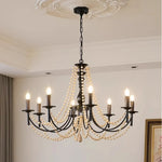 Retro Black Metal Candle Chandelier E14 LED Pendant Lights for Home Decor