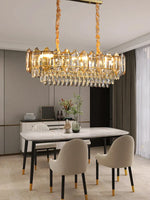 Gold Amber Crystal Chandelier Lights Modern Room Decor Hanging Lamp
