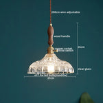 LED Pendant Light Fixture Wood Handle Clear Glass Modern Hanging Lamp
