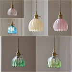 Afralia™ Green LED Pendant Light Fixture Glass Japan Style Hang Lamp