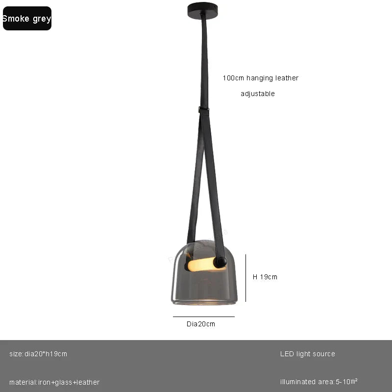 Glass Pendant Chandelier: Modern Leather Belt Luxury LED Lighting for Home Decor