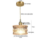 Copper Glass LED Pendant Lamp for Dining Living Room Bedroom Bar Nordic Style Hnaging Light