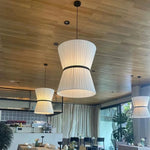 White Fabric LED Pendant Chandelier, Minimalist Living Room Ceiling Light