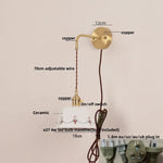 LED Ceramic Wall Lamp - Pull Chain Switch, Rotating Up Down Light