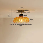 Amber Glass Ceiling Lamp Wood Nordic Modern Bedroom Bathroom Light