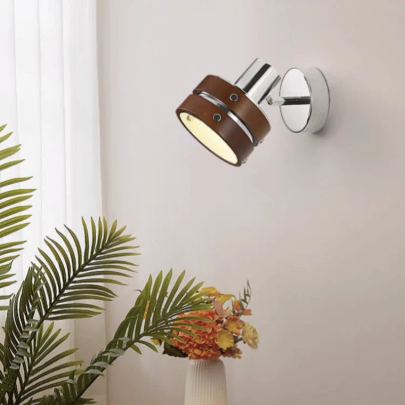 Afralia™ Wood LED Wall Lights Living Room Sofa Loft Mirror Bedside Lamp