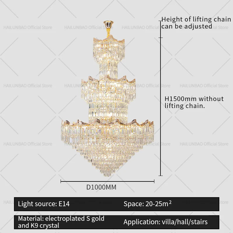 Crystal Duplex Chandelier: Post-Modern Luxury Living Room Club Villa Lighting