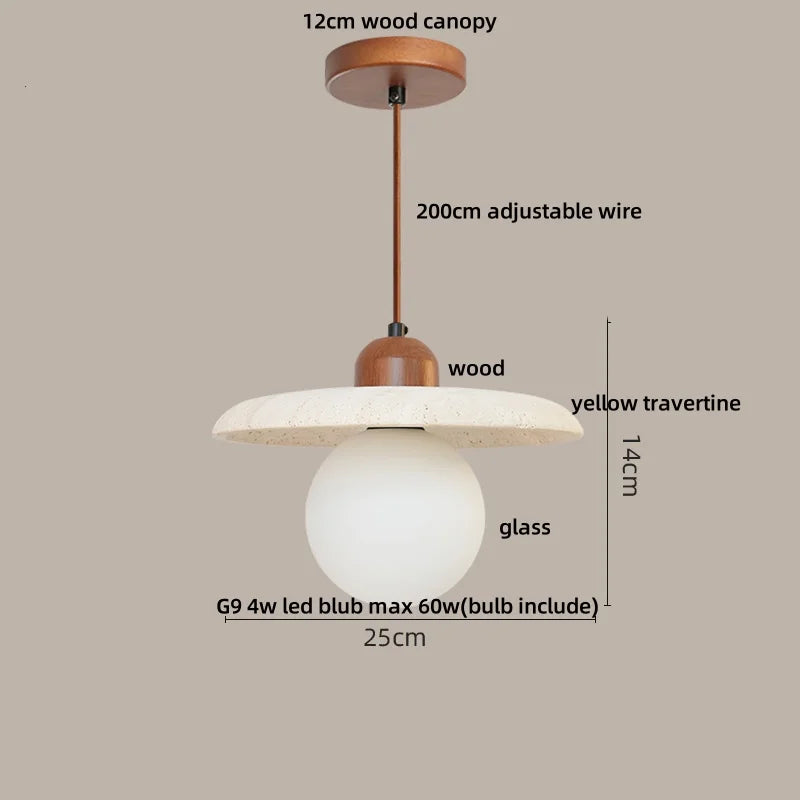 Afralia™ Nordic LED Glass & Wood Pendant Lamp in White & Yellow