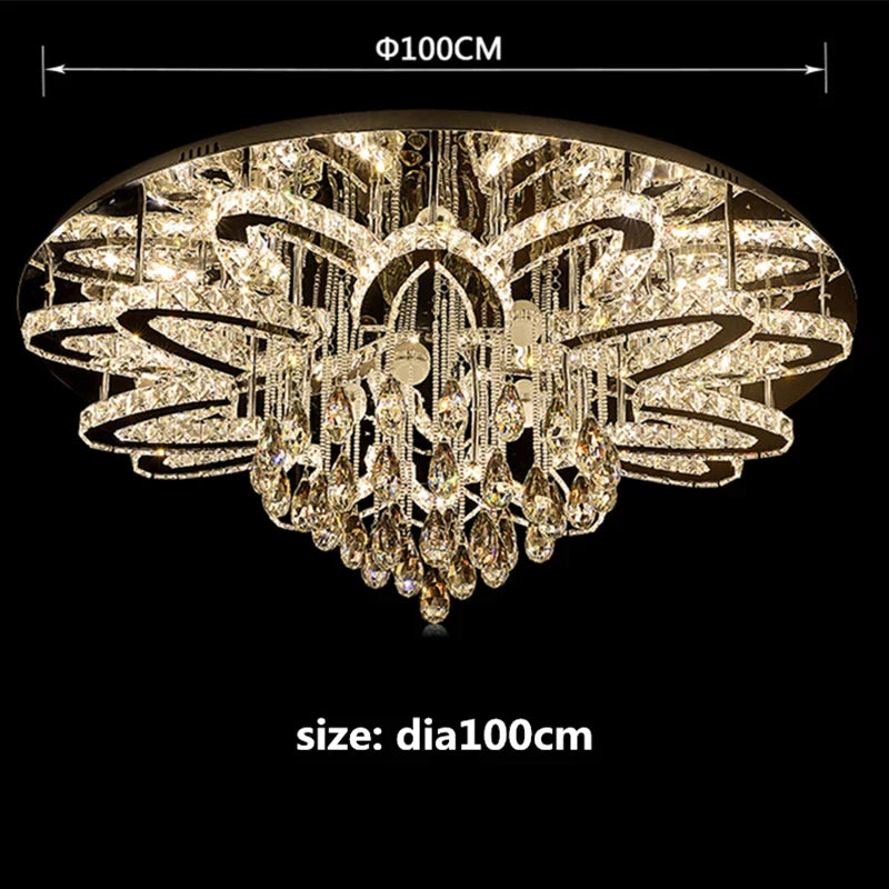 Dimmable LED Crystal Chandelier Chrome Ceiling Light Fixture