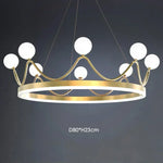 Glass Crown Chandelier Pendant Light for Bedroom Ceiling, Modern Suspension Lamp