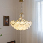 Shell Pearl Glass Crystal Chandelier for Modern Luxury Living Room