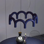 Blue Metal Arch Chandelier Pendant Light - Modern Design for Home Décor