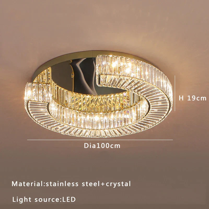 Crystal Luxe C-Shape LED Ceiling Lamp Gold Finish